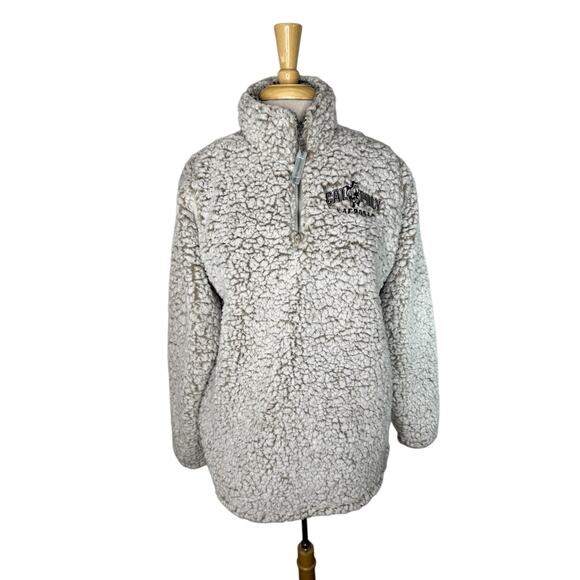 Cal Poly Lacross Beige Teddy Bear Fleece 1/4 Zip Pullover Sweatshirt Size Large - Picture 1 of 10